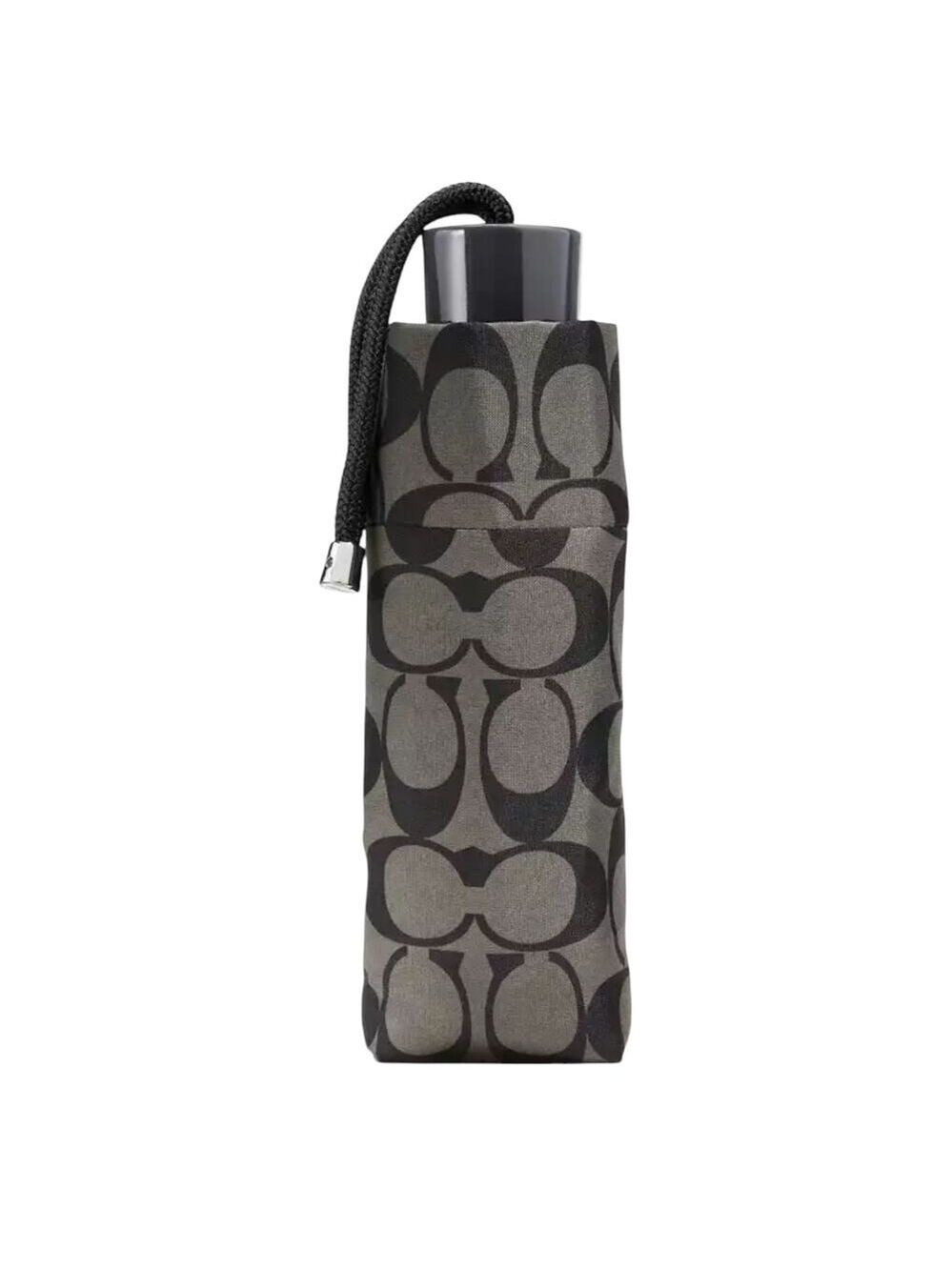COACH MINI UMBRELLA SIGNATURE UV PROTECTION IN BLACK / GREY / BLACK NEW! - Picture 2 of 2